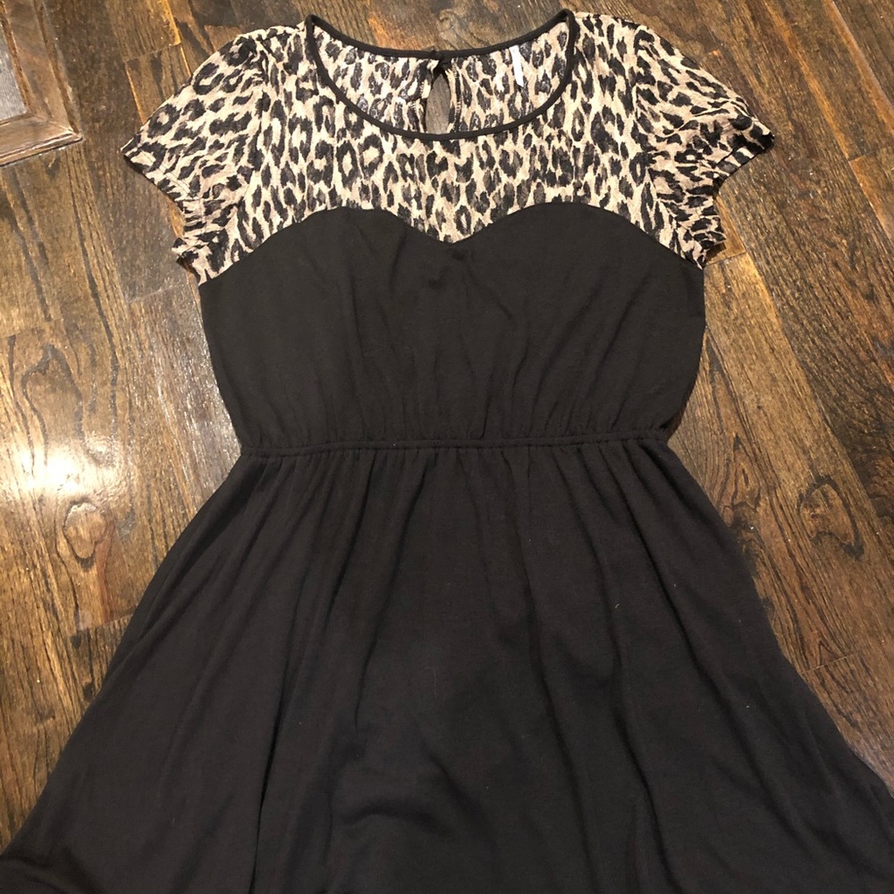 Large Leopard & Black cotton dress - Picture 2 of 4